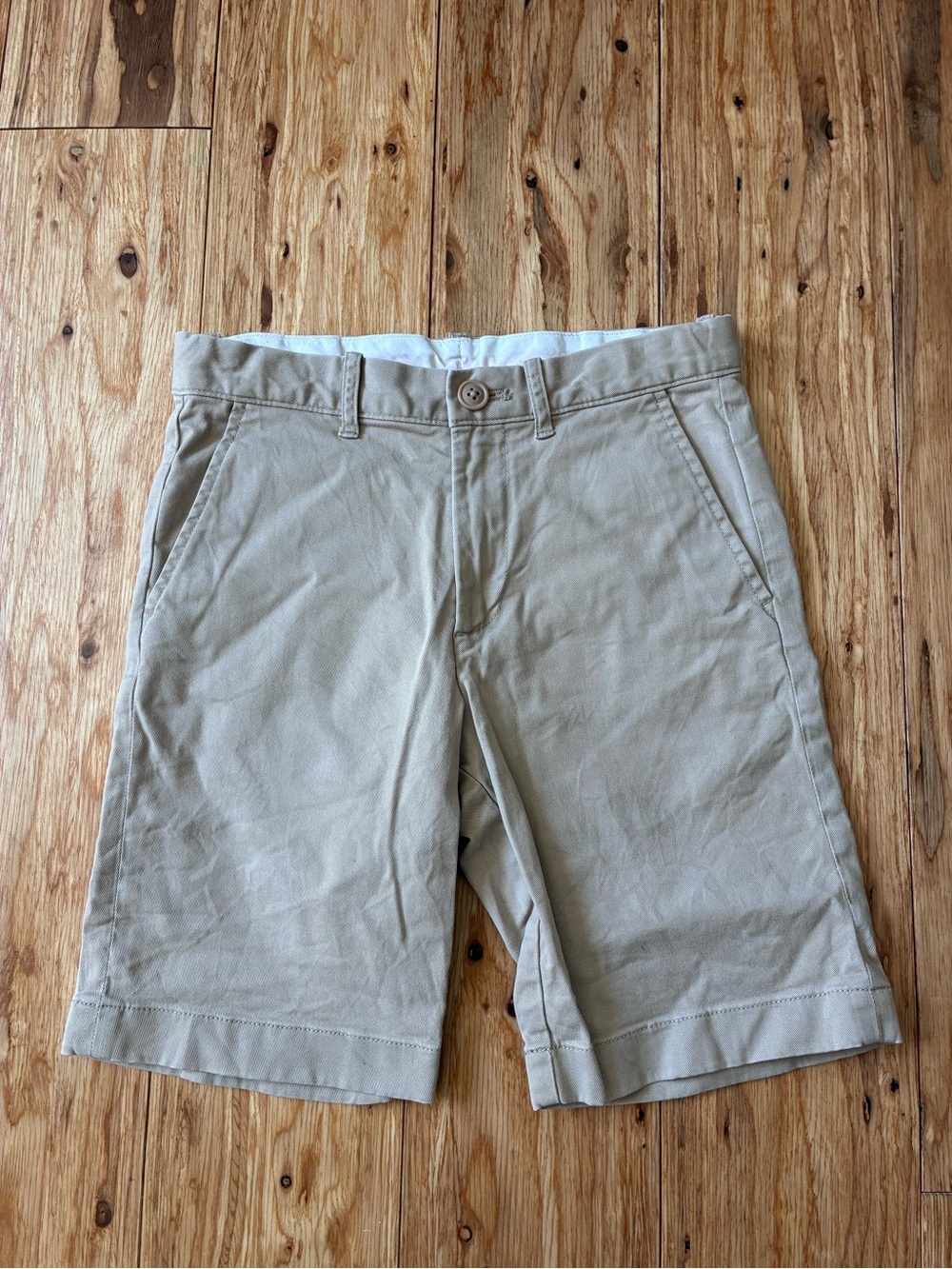 Crewcuts Beige Flat-Front Cotton Shorts Size 8